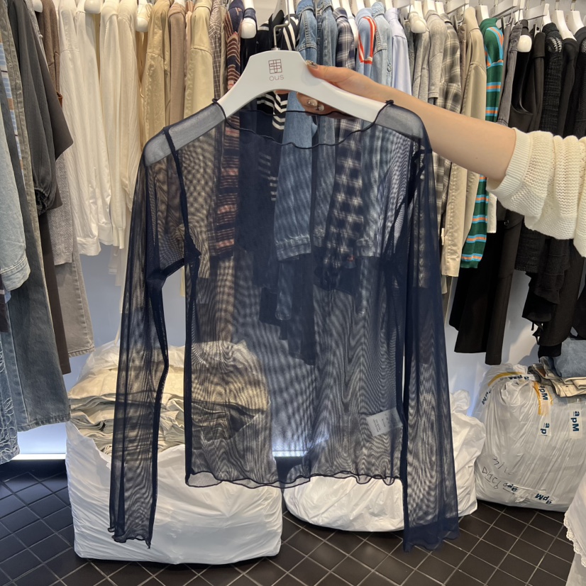 OUS/INCH-L韓國東大門直郵女士新品職業休閑長袖T恤網眼OUS/INCH長袖T恤圖色2