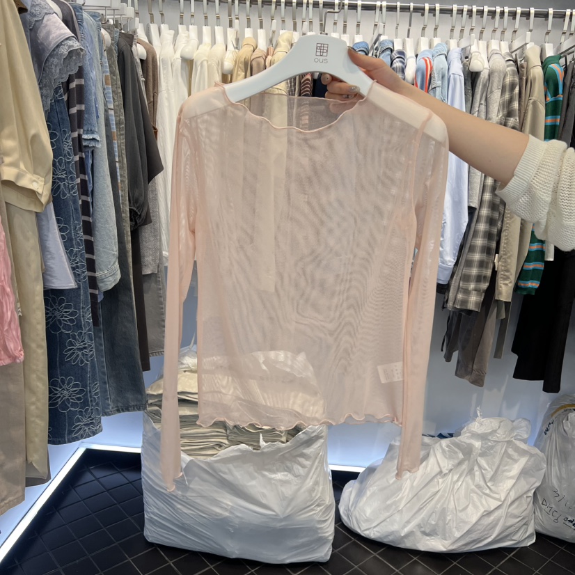 OUS/INCH-L韓國東大門直郵女士新品職業休閑長袖T恤網眼OUS/INCH長袖T恤圖色3