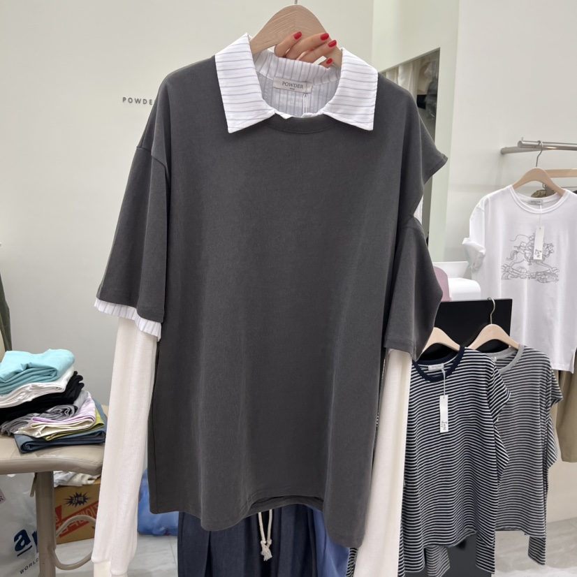POWDER韓國代購女士新款推薦26春夏休閑熱賣人氣T恤不含內搭POWDERT恤圖色2