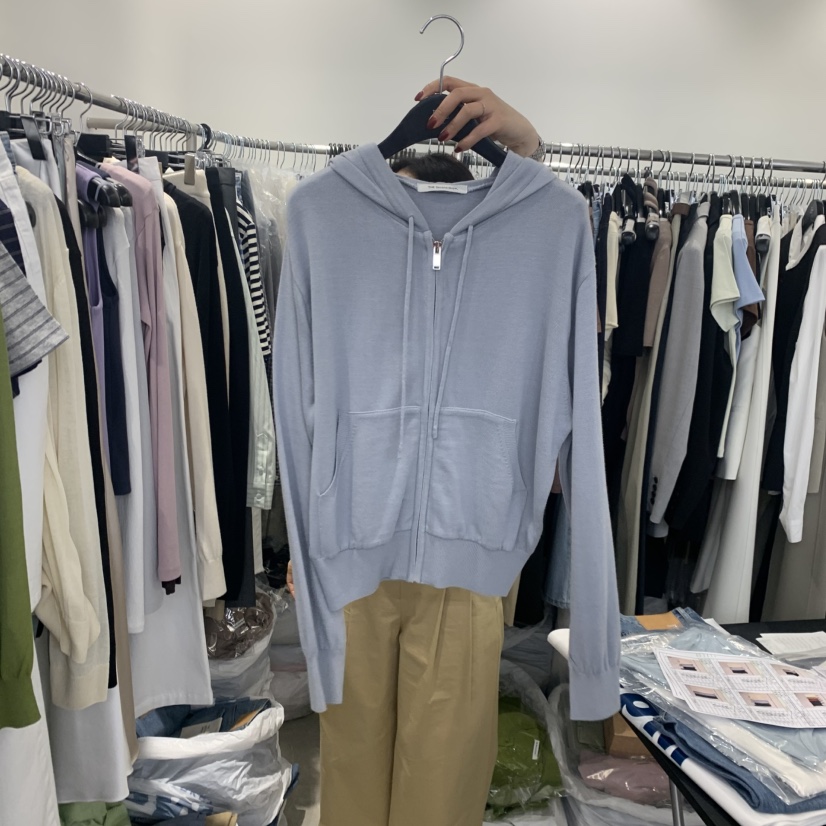 THE SECOND GROW韓國代購女士新品熱賣針織衫連帽衫拉鏈THE SECOND GROW針織衫圖色2