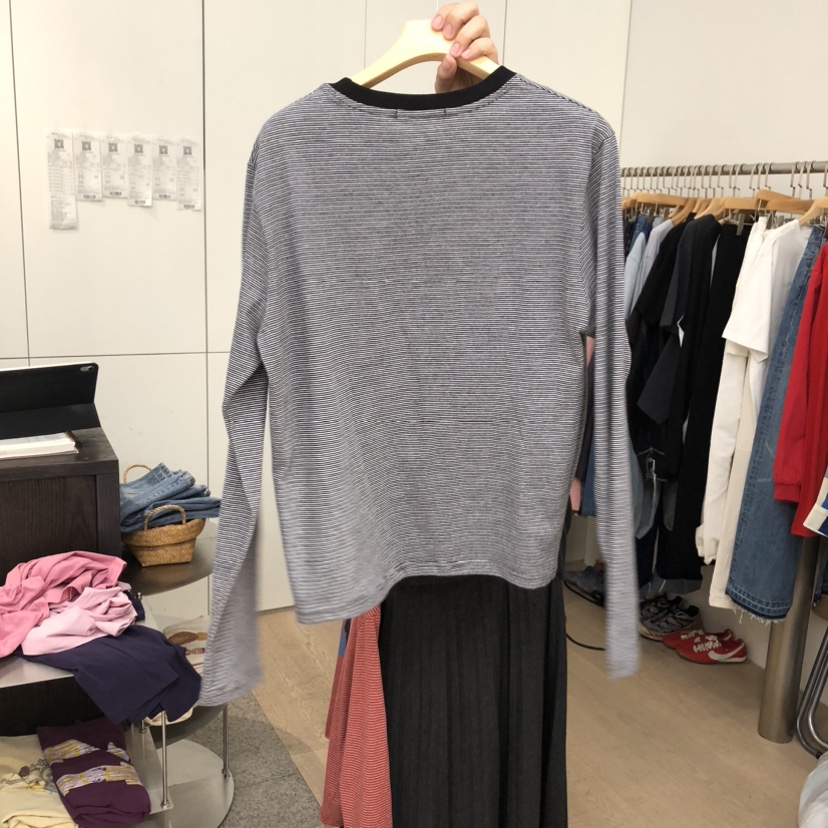 DOHWAJI韓國東大門直郵女士新款熱賣時尚26春夏長袖T恤條紋DOHWAJI長袖T恤