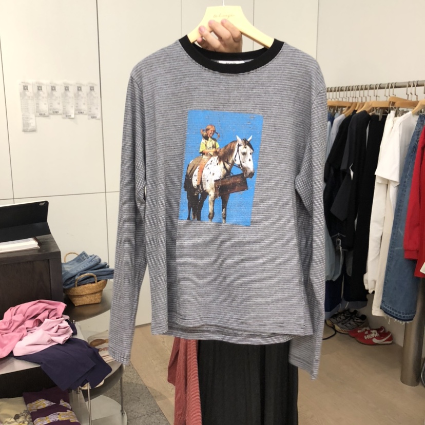 DOHWAJI韓國東大門直郵女士新款熱賣時尚26春夏長袖T恤條紋DOHWAJI長袖T恤圖色1