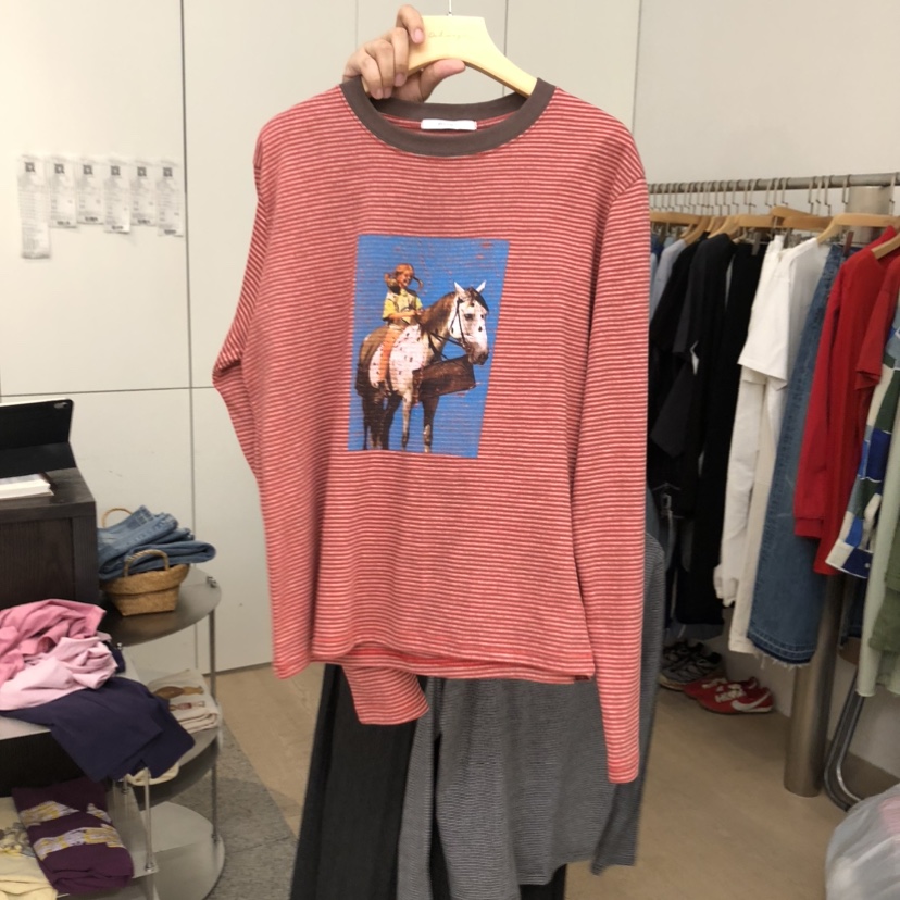 DOHWAJI韓國東大門直郵女士新款熱賣時尚26春夏長袖T恤條紋DOHWAJI長袖T恤圖色2