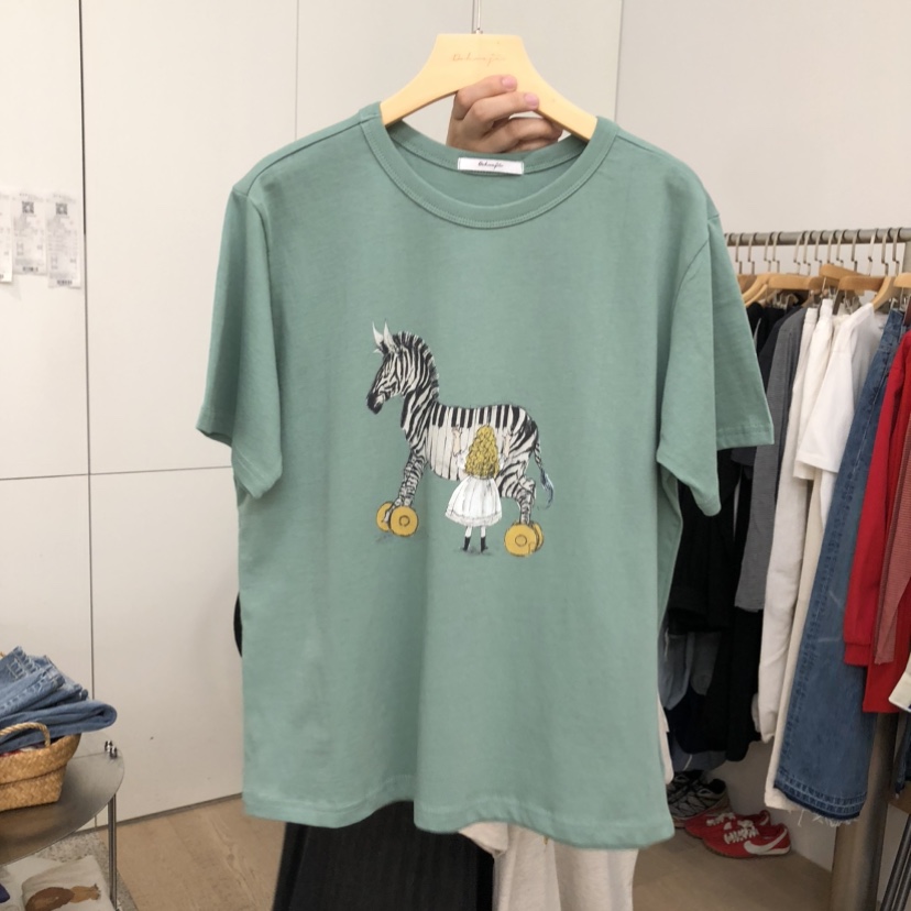 DOHWAJI韓國直郵實拍女裝新品人氣休閑職業26春夏推薦T恤DOHWAJIT恤圖色2