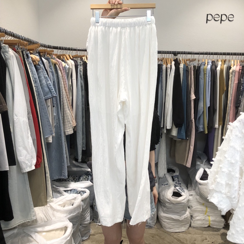 ALMOND PEPE韓國代購女裝新款休閑熱賣26春夏休閑褲褶裥ALMOND PEPE休閑褲