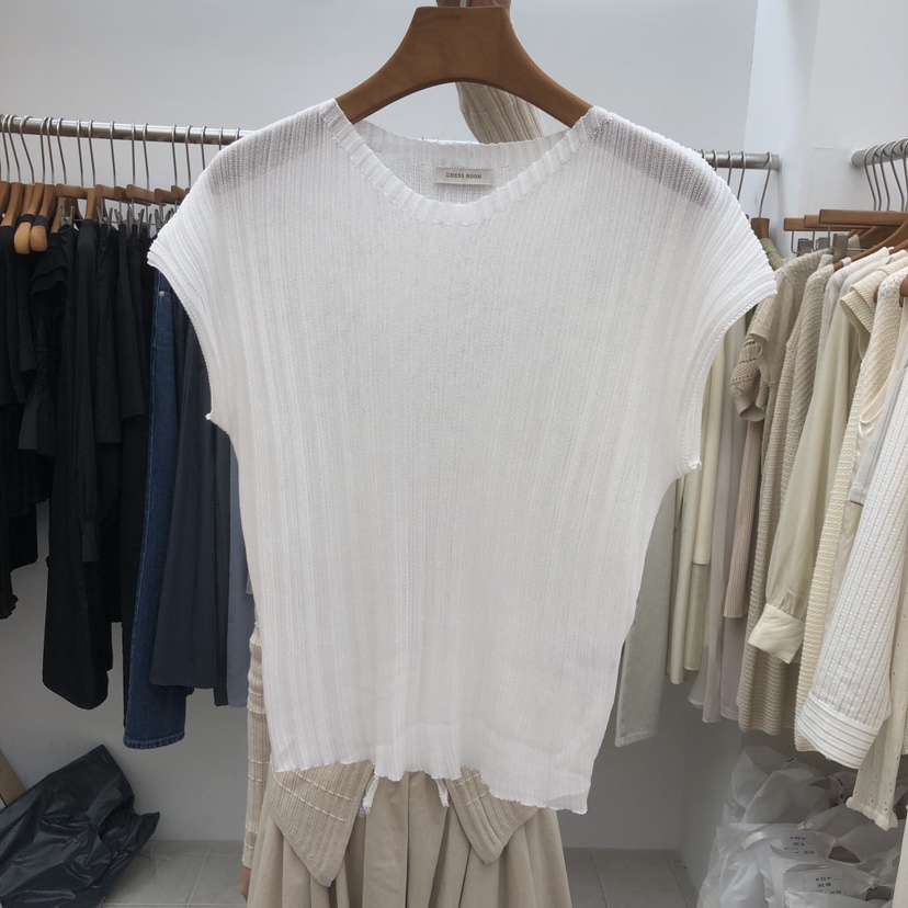 DRESS ROOM韓國東大門代購女裝新款熱賣休閑人氣T恤褶皺DRESS ROOMT恤圖色1