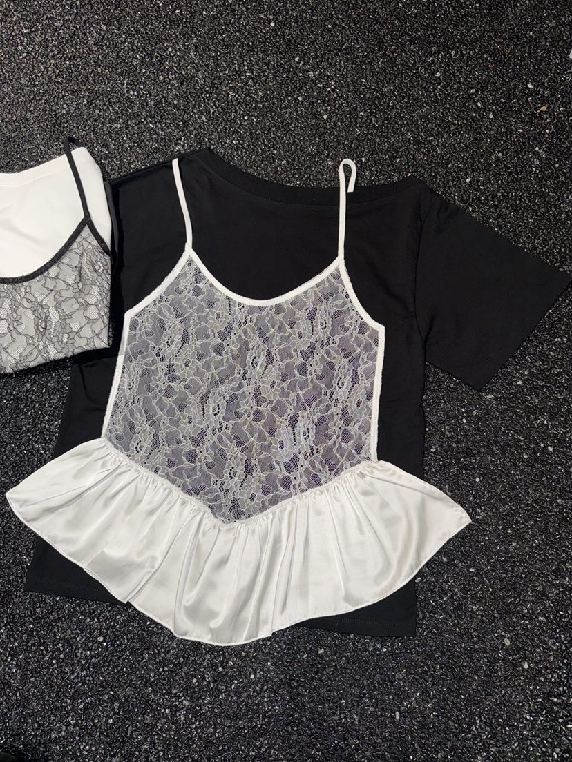 GATELESS韓國直郵女士新款26春夏熱賣時尚推薦人氣T恤假兩件GATELESST恤