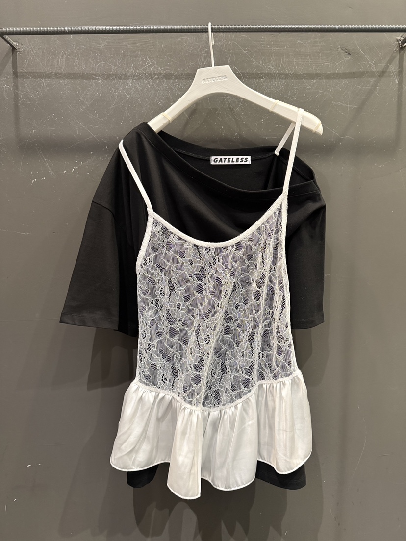 GATELESS韓國直郵女士新款26春夏熱賣時尚推薦人氣T恤假兩件GATELESST恤圖色2