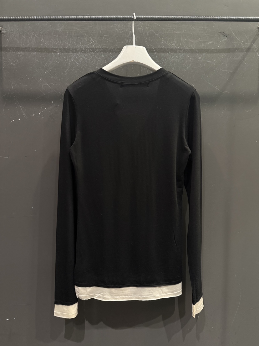 GATELESS韓國代購女士新品職業人氣推薦長袖T恤假兩件天絲GATELESS長袖T恤