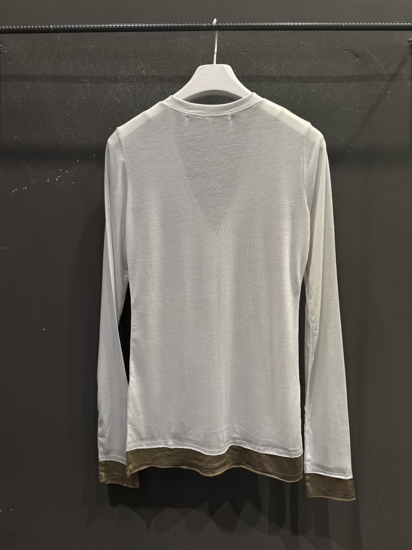 GATELESS韓國代購女士新品職業人氣推薦長袖T恤假兩件天絲GATELESS長袖T恤