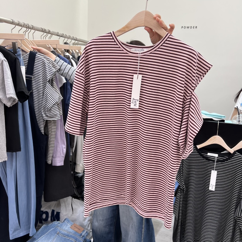 POWDER韓國代購女士新款時尚26春夏職業推薦人氣休閑熱賣T恤POWDERT恤圖色1