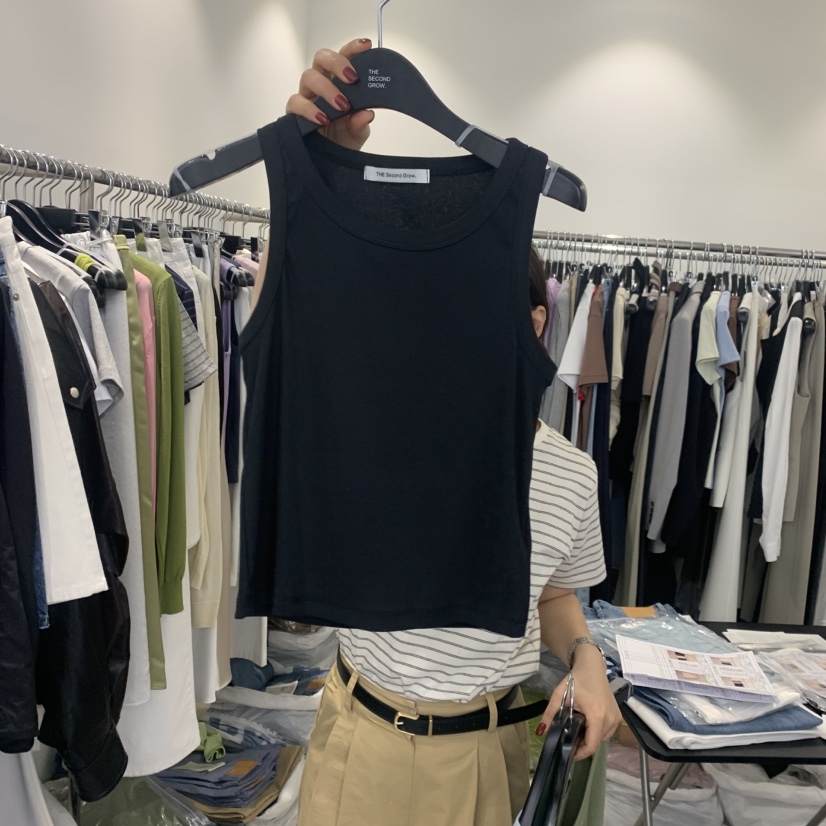 THE SECOND GROW韓國東大門代購女裝新品人氣吊帶背心羅紋THE SECOND GROW吊帶/背心圖色1
