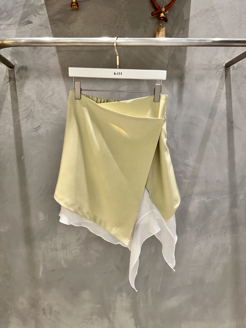 KIFF東大門代購女裝新款熱賣真品時尚推薦短裙不對稱裹身裙KIFF短裙圖色1