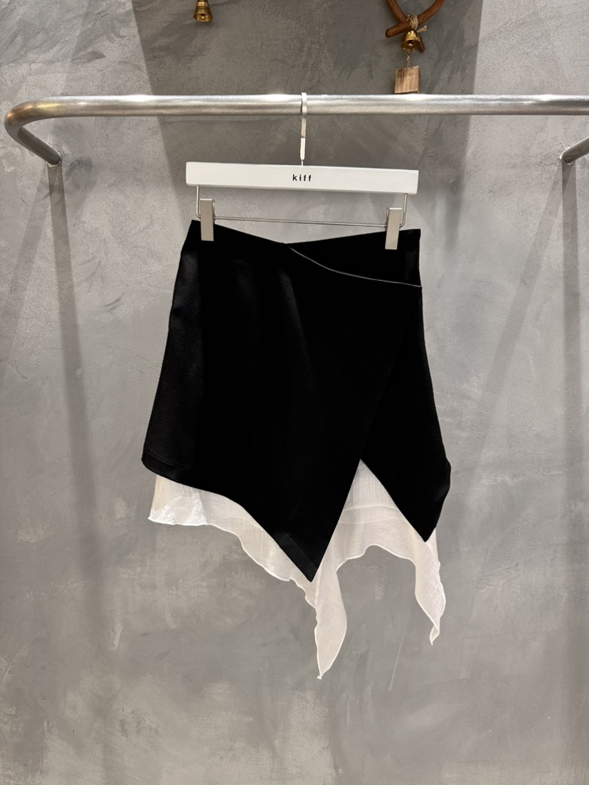 KIFF東大門代購女裝新款熱賣真品時尚推薦短裙不對稱裹身裙KIFF短裙圖色2