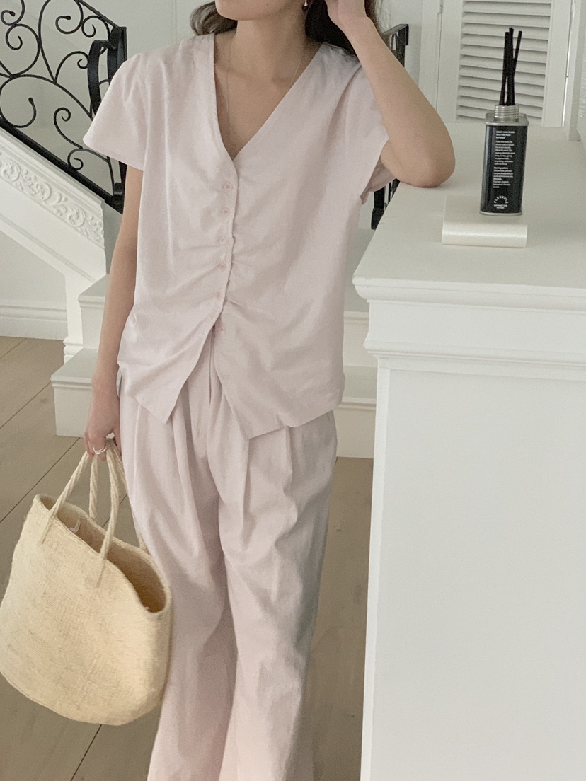 BIEN GARDER韓國代購女裝新款時尚人氣襯衫蕾絲衫亞麻布BIEN GARDER襯衫/蕾絲衫