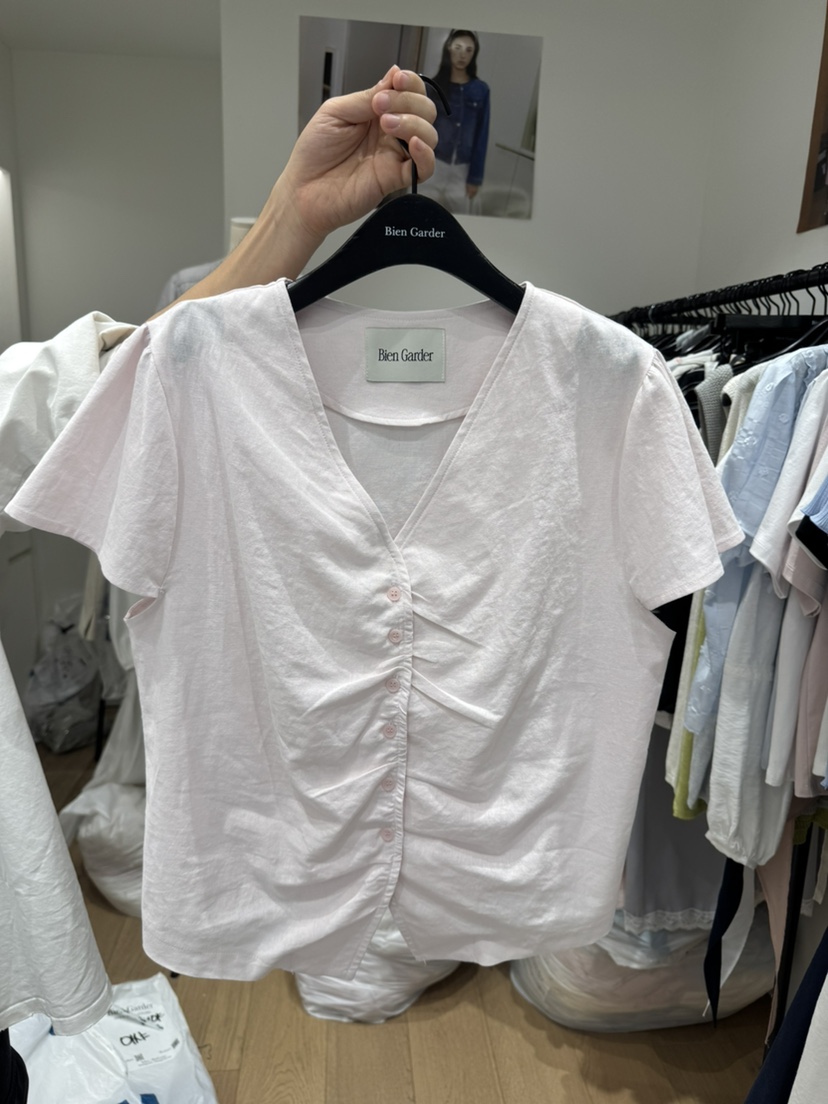 BIEN GARDER韓國代購女裝新款時尚人氣襯衫蕾絲衫亞麻布BIEN GARDER襯衫/蕾絲衫圖色1