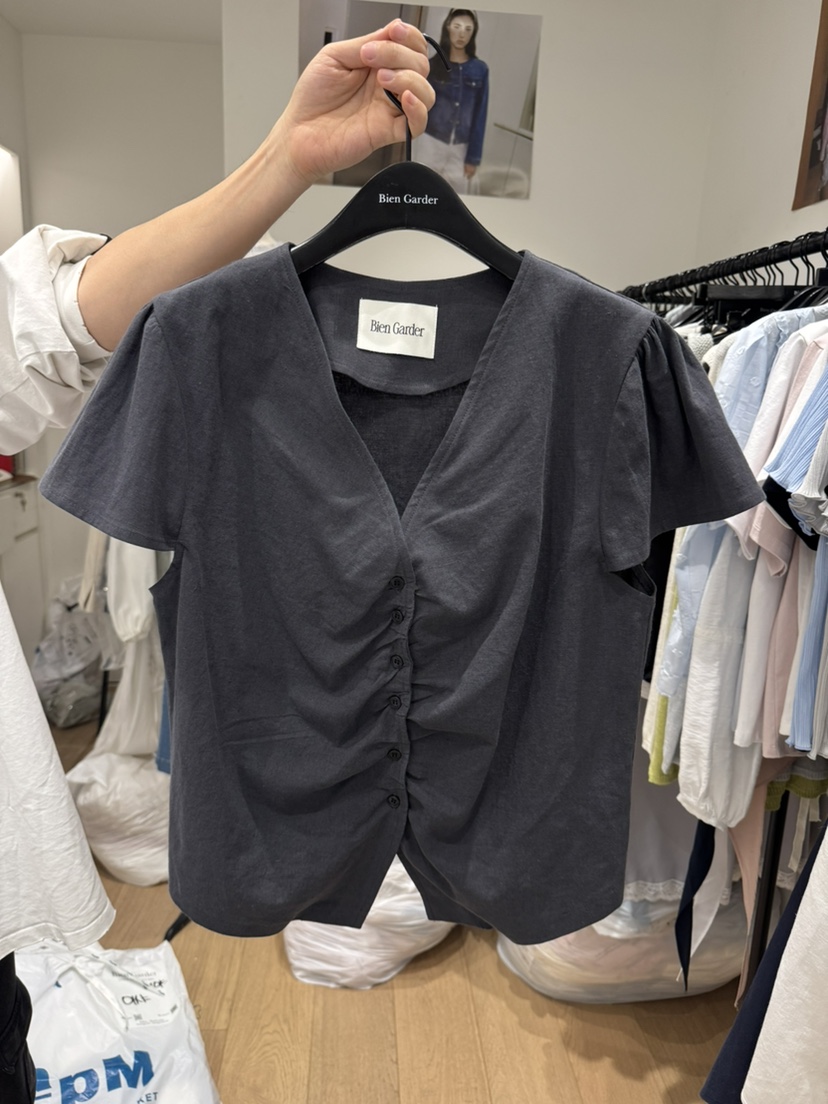 BIEN GARDER韓國代購女裝新款時尚人氣襯衫蕾絲衫亞麻布BIEN GARDER襯衫/蕾絲衫圖色2