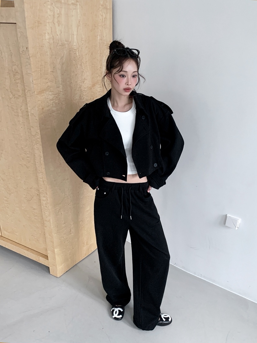 VERANDA韓國代購女士新品推薦人氣時尚26春夏休閑褲毛圈布VERANDA休閑褲