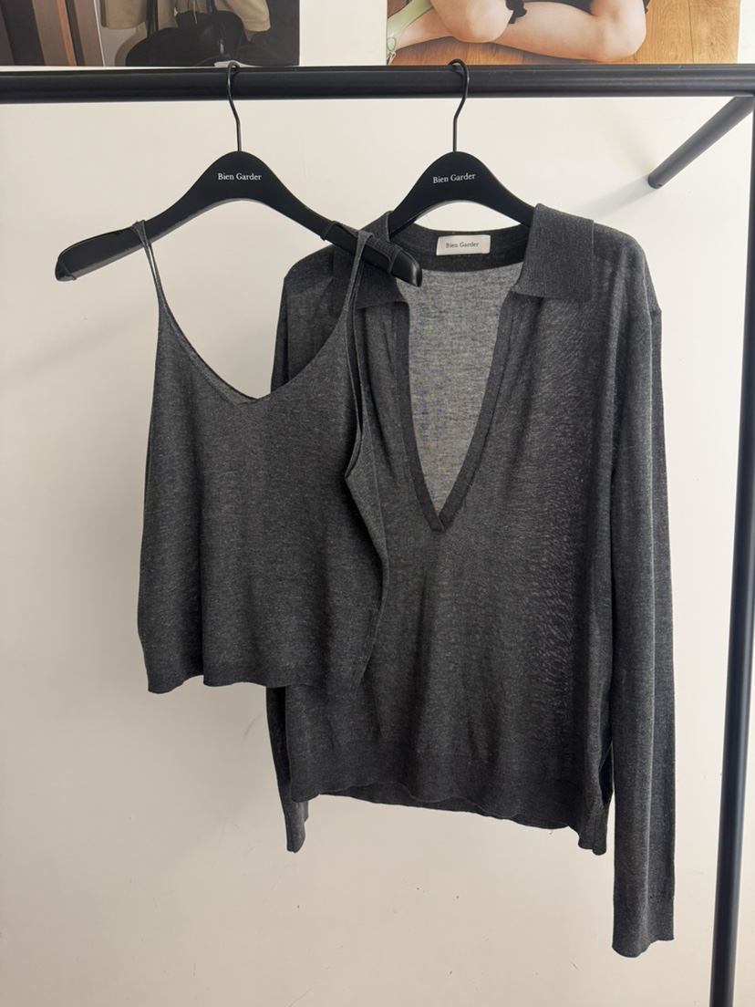 BIEN GARDER東大門代購女士新款熱賣針織衫不含吊帶亞麻布BIEN GARDER針織衫