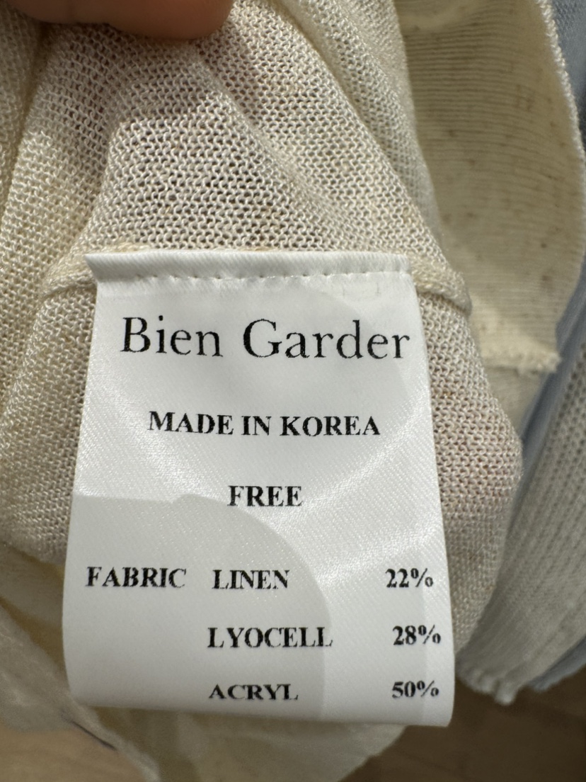 BIEN GARDER東大門代購女士新款熱賣針織衫不含吊帶亞麻布BIEN GARDER針織衫