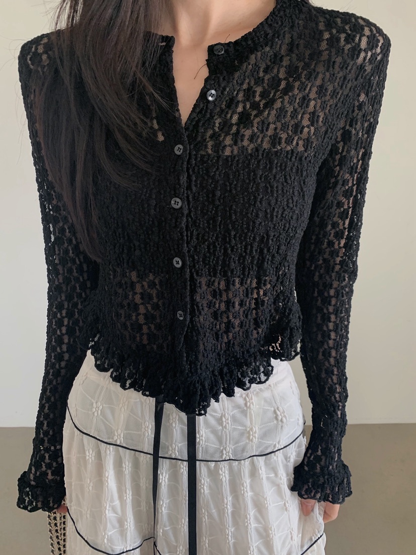 VERANDA韓國直郵女裝新款休閑真品時尚推薦襯衫蕾絲衫蕾絲花VERANDA襯衫/蕾絲衫