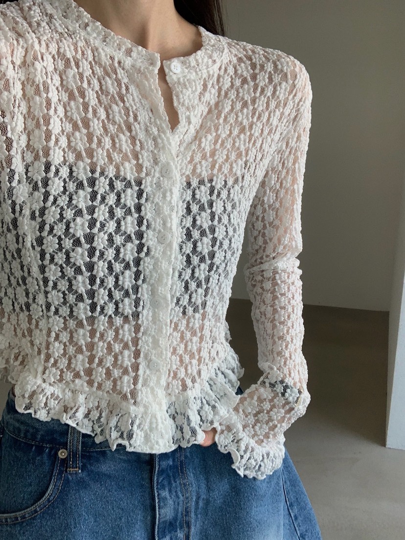 VERANDA韓國直郵女裝新款休閑真品時尚推薦襯衫蕾絲衫蕾絲花VERANDA襯衫/蕾絲衫