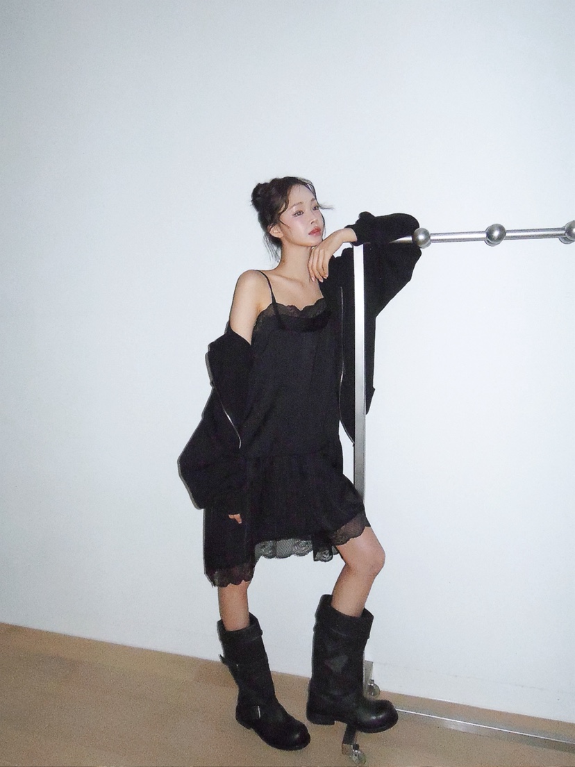 VERANDA韓國代購女士新品26春夏時尚推薦真品連衣裙蕾絲褶皺VERANDA連衣裙