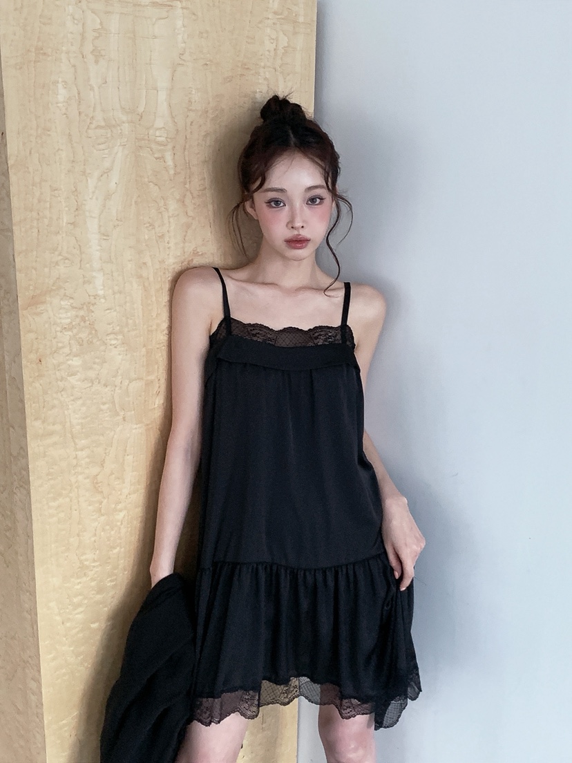 VERANDA韓國代購女士新品26春夏時尚推薦真品連衣裙蕾絲褶皺VERANDA連衣裙