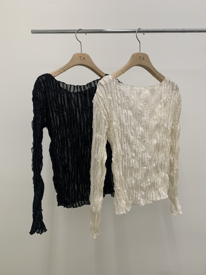 THE ABLE韓國直郵女裝新品時尚職業真品襯衫蕾絲衫手工褶裥THE ABLE/TA襯衫/蕾絲衫