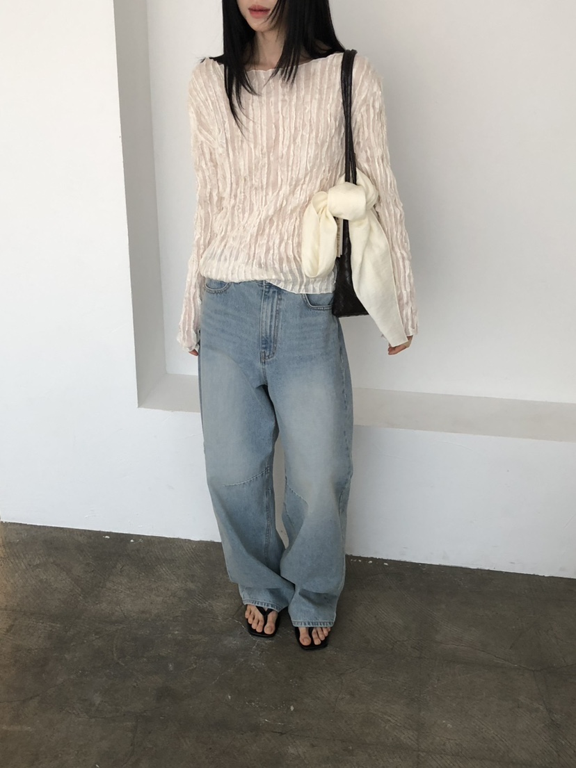 THE ABLE韓國直郵女裝新品時尚職業真品襯衫蕾絲衫手工褶裥THE ABLE/TA襯衫/蕾絲衫