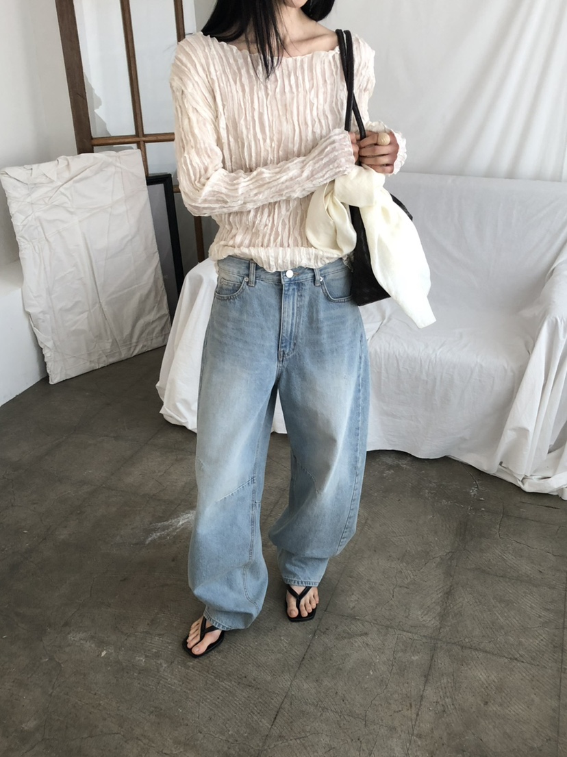 THE ABLE韓國直郵女裝新品時尚職業真品襯衫蕾絲衫手工褶裥THE ABLE/TA襯衫/蕾絲衫