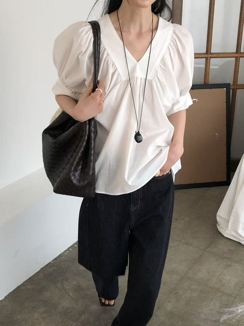 THE ABLE東大門直郵女士新款熱賣真品26春夏襯衫蕾絲衫褶皺THE ABLE/TA襯衫/蕾絲衫