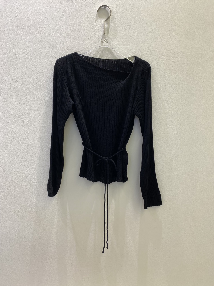 BLACK BIJOU韓國直郵女裝新品職業推薦針織衫含腰繩船領BLACK BIJOU針織衫圖色4