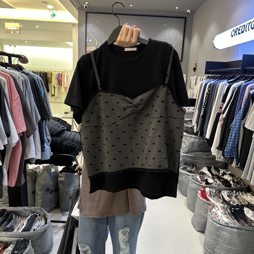 CREDITO東大門直郵女裝新品時尚26春夏人氣熱賣T恤假兩件CREDITOT恤圖色3