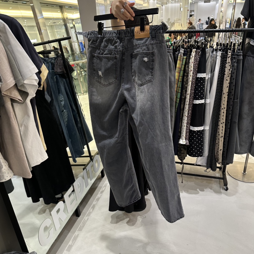 CREDITO東大門代購女士新品休閑人氣26春夏職業真品牛仔褲CREDITO牛仔褲