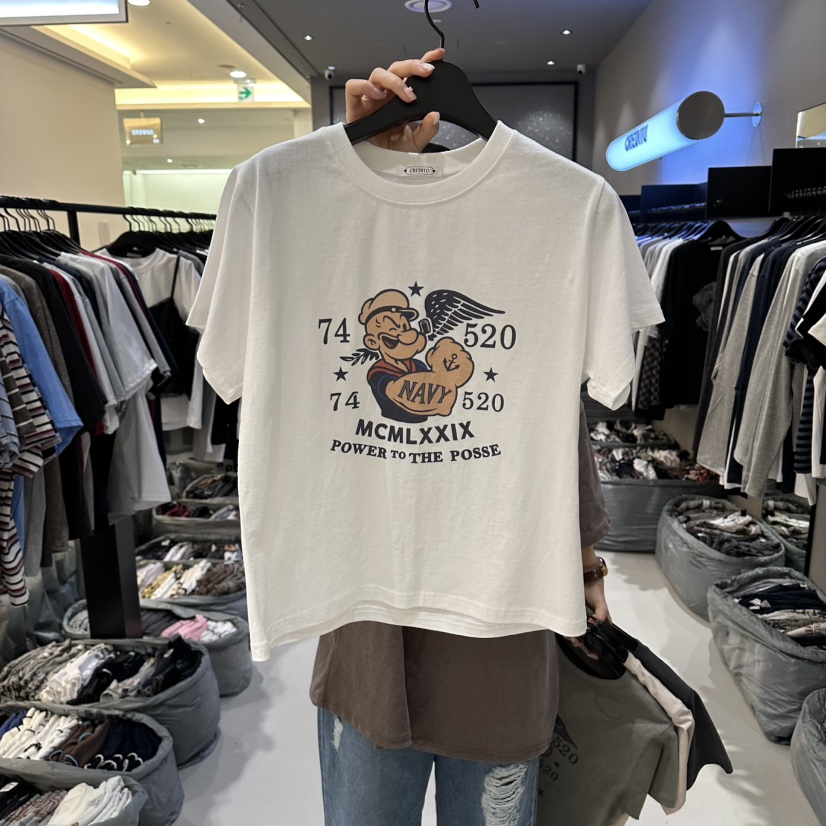 CREDITO東大門直郵女裝新款職業休閑時尚T恤大力水手海軍CREDITOT恤圖色1