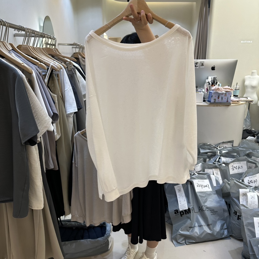 MATIERE韓國代購女士新款職業休閑26春夏時尚人氣長袖T恤MATIERE長袖T恤