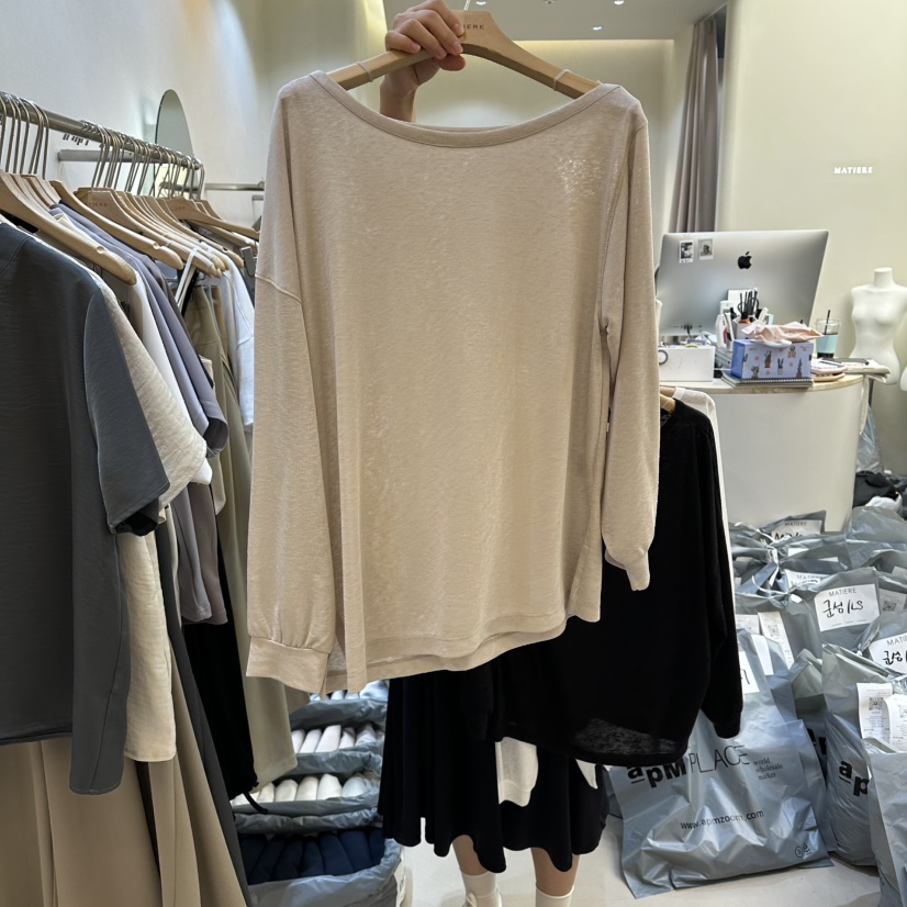 MATIERE韓國代購女士新款職業休閑26春夏時尚人氣長袖T恤MATIERE長袖T恤圖色2