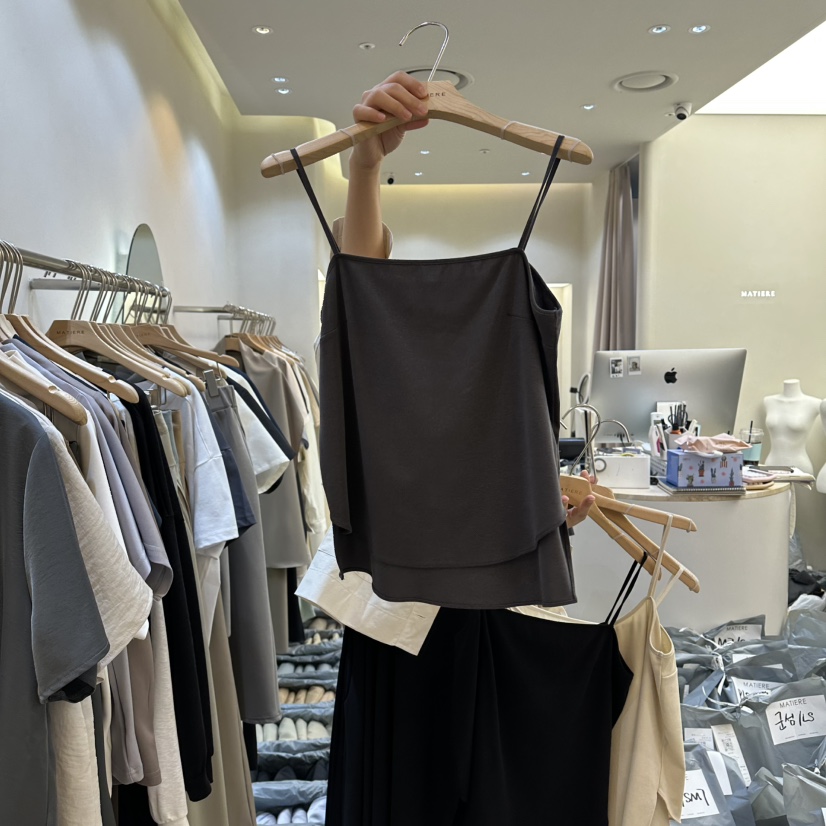 MATIERE韓國東大門代購女士新款推薦時尚休閑職業吊帶背心MATIERE吊帶/背心圖色3墨色