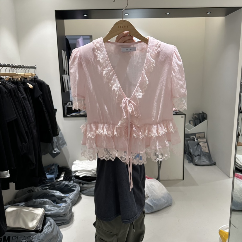 BEENS韓國直郵實拍女士新款26春夏時尚職業推薦襯衫蕾絲衫BEENS襯衫/蕾絲衫圖色1