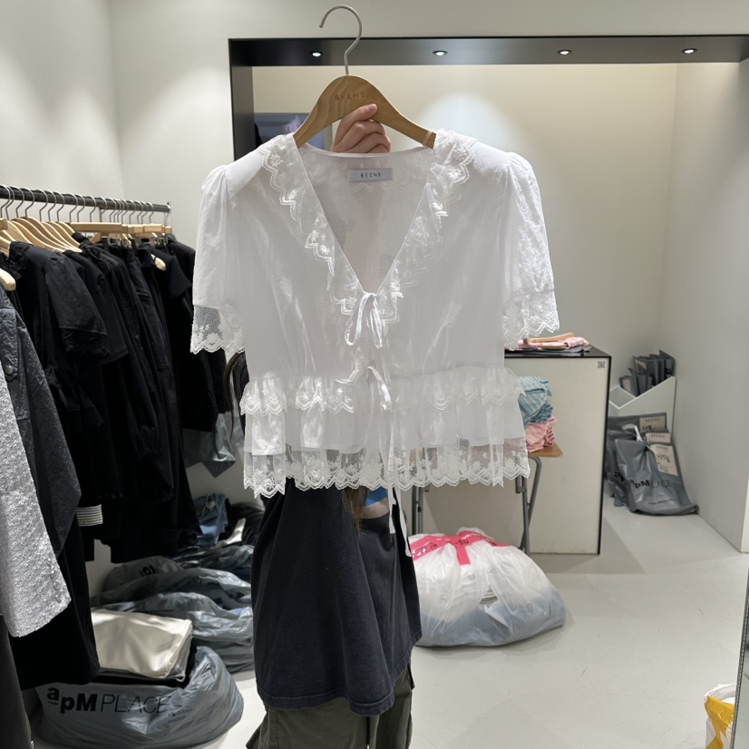 BEENS韓國直郵實拍女士新款26春夏時尚職業推薦襯衫蕾絲衫BEENS襯衫/蕾絲衫圖色2