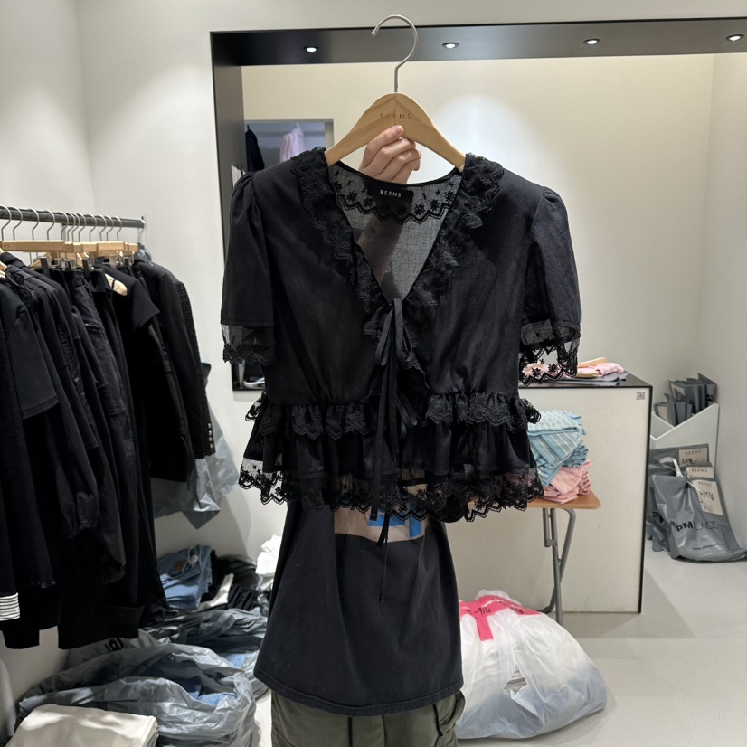 BEENS韓國直郵實拍女士新款26春夏時尚職業推薦襯衫蕾絲衫BEENS襯衫/蕾絲衫圖色3