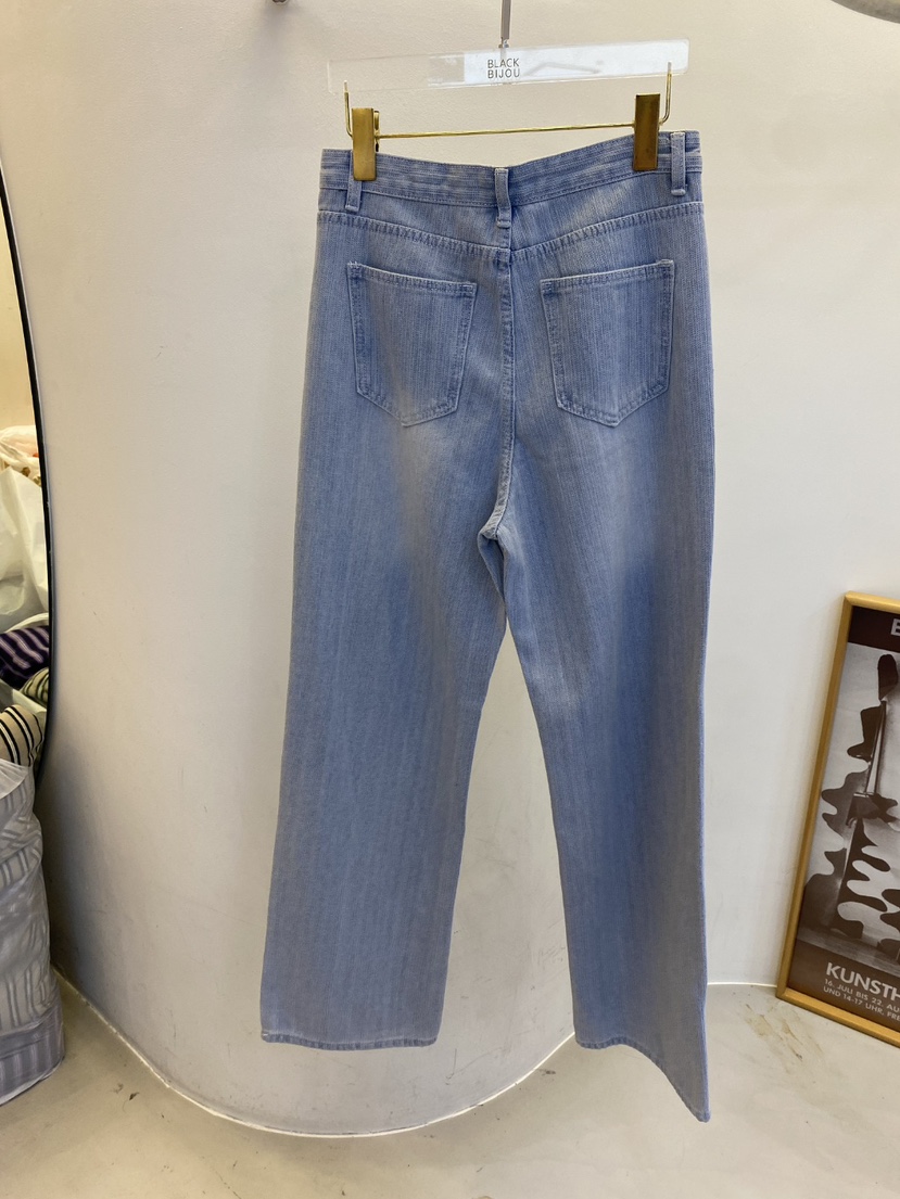 BLACK BIJOU韓國東大門代購女裝新款熱賣牛仔褲直筒褲條紋BLACK BIJOU牛仔褲