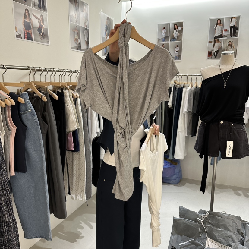 BAGUETTE-P韓國東大門代購女士新品時尚休閑吊帶背心露肩BAGUETTE-P吊帶/背心圖色3