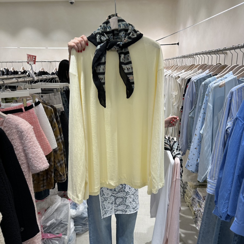 Color B韓國代購女士新款職業熱賣休閑長袖T恤不含絲巾圍巾Color B長袖T恤圖色1