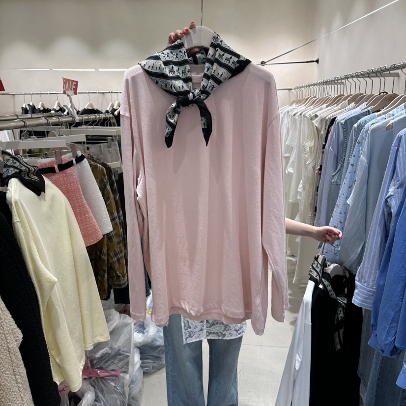 Color B韓國代購女士新款職業熱賣休閑長袖T恤不含絲巾圍巾Color B長袖T恤圖色2