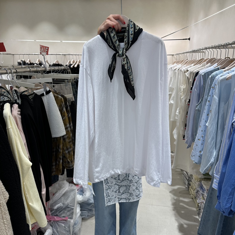 Color B韓國代購女士新款職業熱賣休閑長袖T恤不含絲巾圍巾Color B長袖T恤圖色3