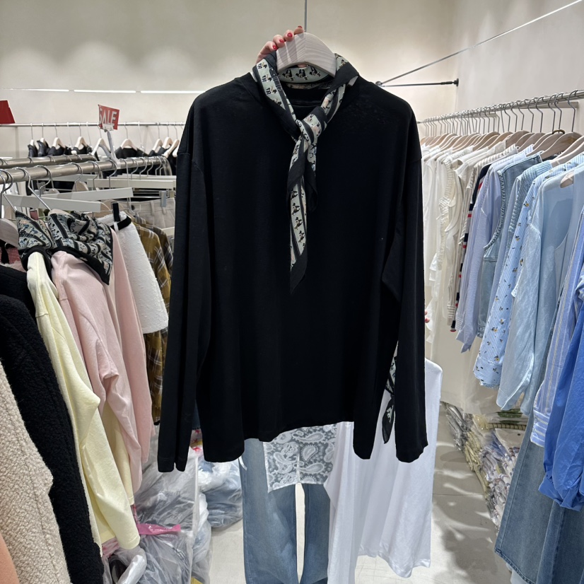 Color B韓國代購女士新款職業熱賣休閑長袖T恤不含絲巾圍巾Color B長袖T恤圖色4