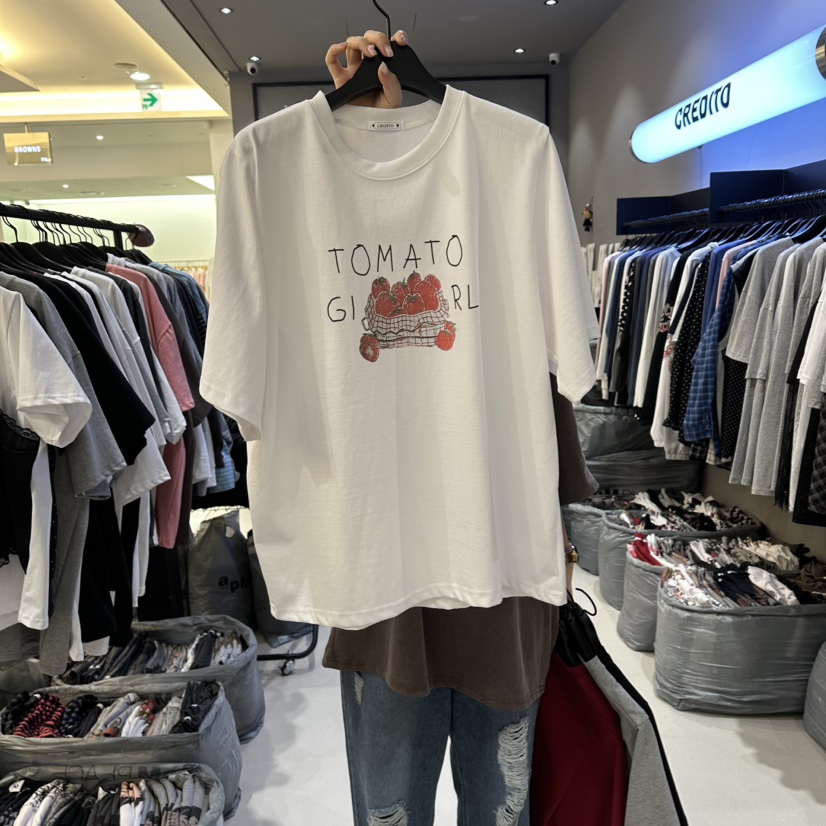 CREDITO韓國直郵實拍女裝新品熱賣推薦時尚職業人氣26春夏T恤CREDITOT恤圖色1