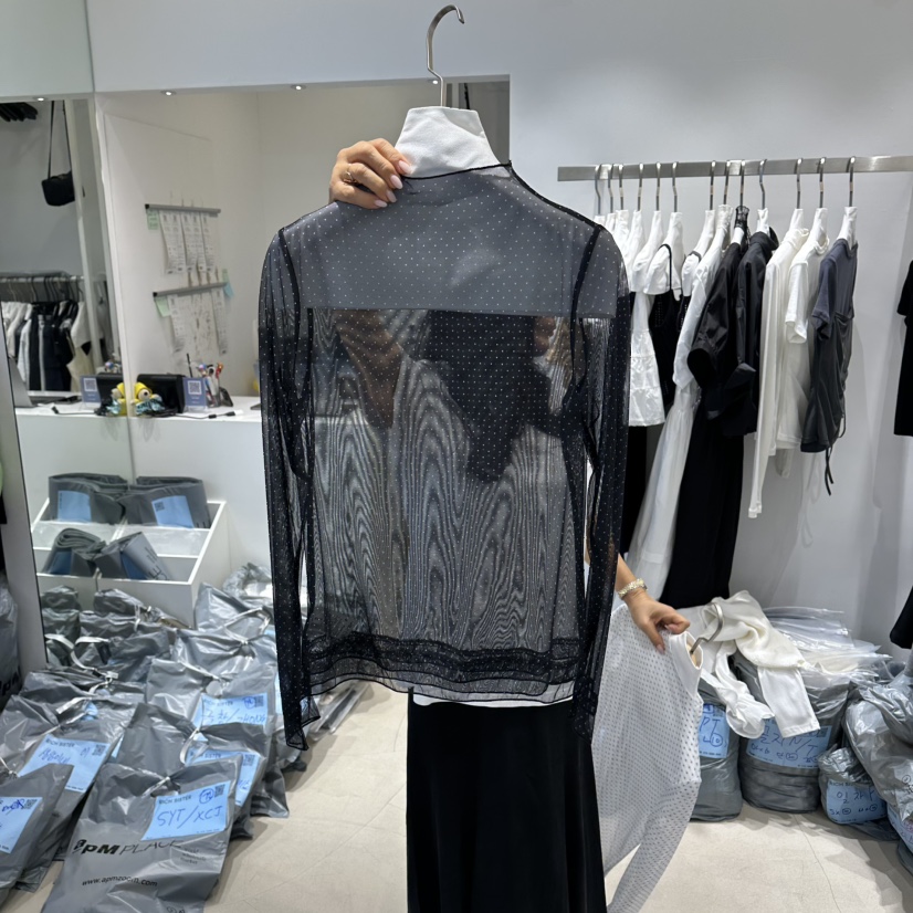 RICH SISTER韓國直郵女士新款熱賣襯衫蕾絲衫荷葉邊透明RICH SISTER襯衫/蕾絲衫圖色2